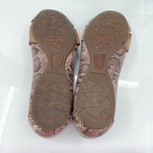 Born Women's Lilly Ballet Flat Size 8 Brown Snake Leather Suede Knot Bow Shoes - Picture 9 of 11